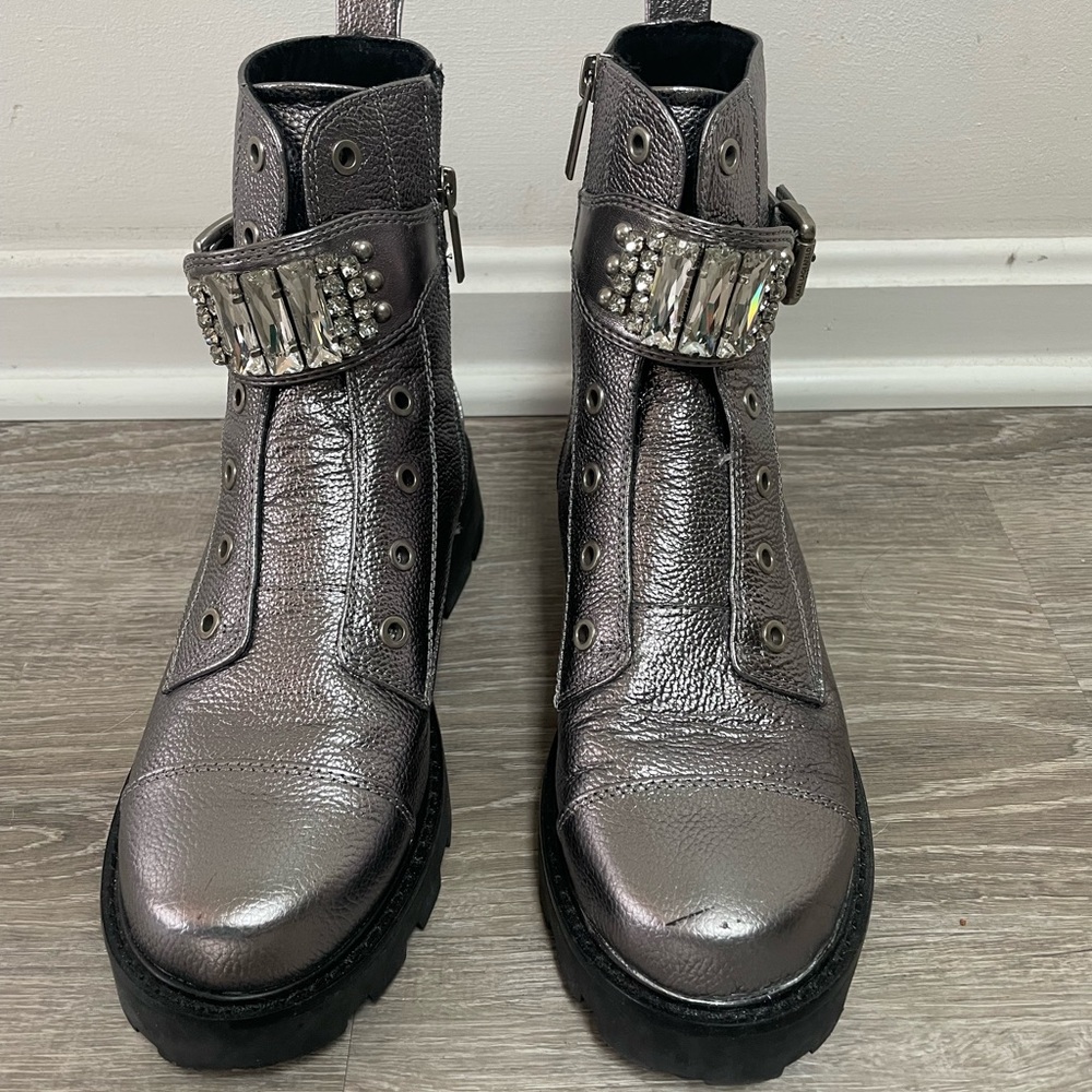 Karl Lagerfeld leather booties.